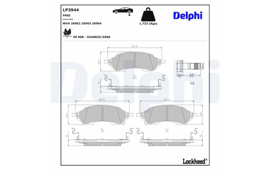 Bromsbeläggssats, skivbroms LP3944 Delphi