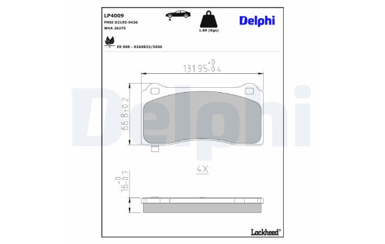 Bromsbeläggssats, skivbroms LP4009 Delphi