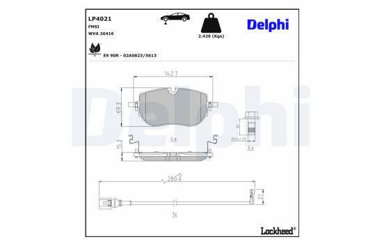 Bromsbeläggssats, skivbroms LP4021 Delphi