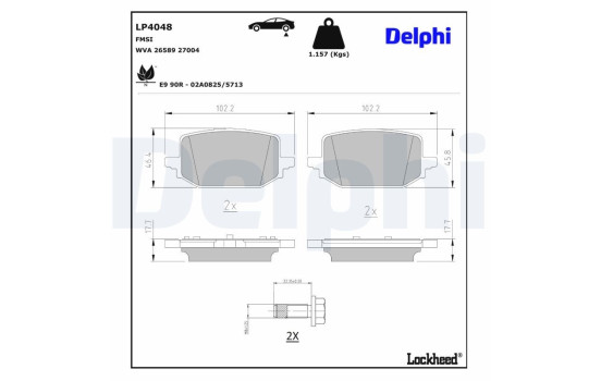 Bromsbeläggssats, skivbroms LP4048 Delphi