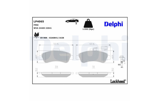 Bromsbeläggssats, skivbroms LP4065 Delphi