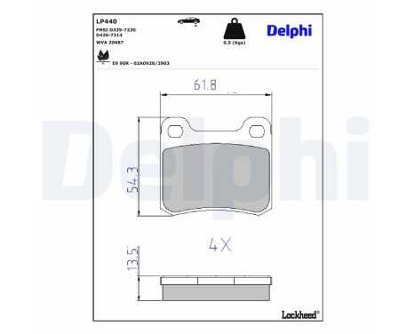 Bromsbeläggssats, skivbroms LP440 Delphi