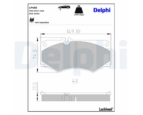 Bromsbeläggssats, skivbroms LP468 Delphi