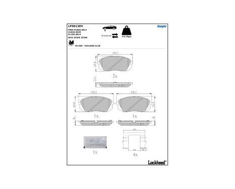 Bromsbeläggssats, skivbroms LP5013EV Delphi, bild 4