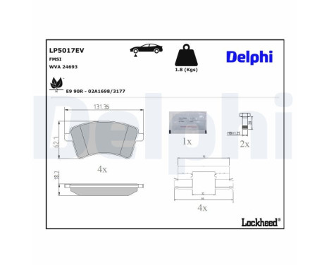 Bromsbeläggssats, skivbroms LP5017EV Delphi, bild 3