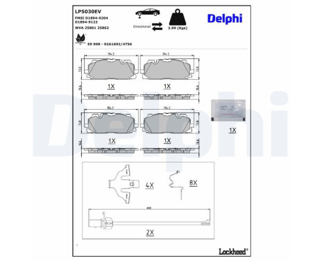 Bromsbeläggssats, skivbroms LP5030EV Delphi, bild 3