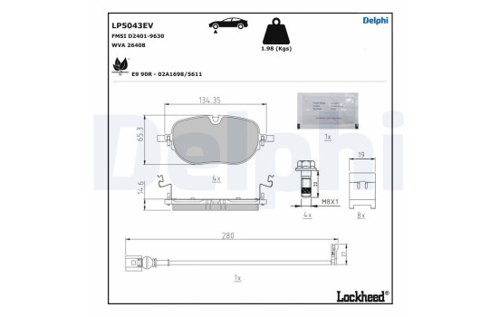 Bromsbeläggssats, skivbroms LP5043EV Delphi, bild 5