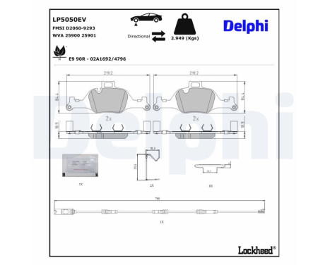 Bromsbeläggssats, skivbroms LP5050EV Delphi, bild 3