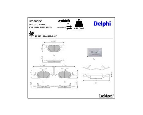 Bromsbeläggssats, skivbroms LP5085EV Delphi, bild 2