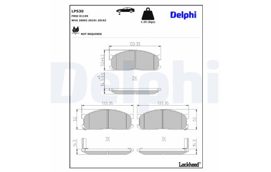 Bromsbeläggssats, skivbroms LP530 Delphi