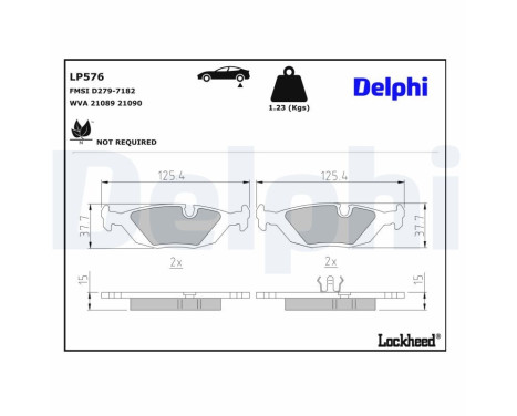 Bromsbeläggssats, skivbroms LP576 Delphi
