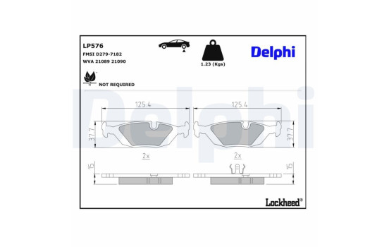 Bromsbeläggssats, skivbroms LP576 Delphi
