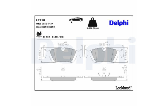 Bromsbeläggssats, skivbroms LP710 Delphi, bild 3