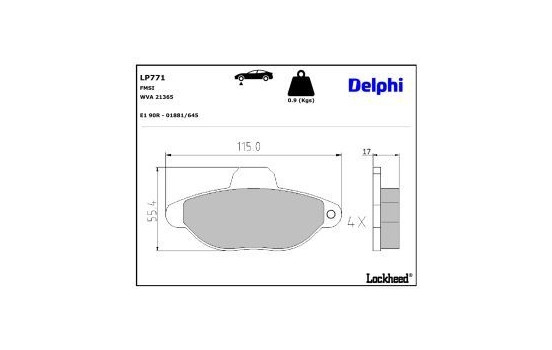 Bromsbeläggssats, skivbroms LP771 Delphi
