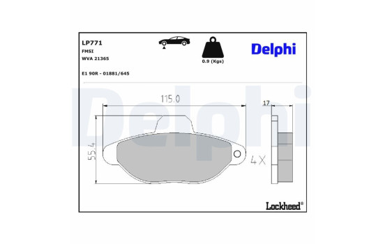 Bromsbeläggssats, skivbroms LP771 Delphi
