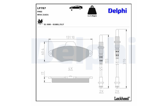 Bromsbeläggssats, skivbroms LP787 Delphi