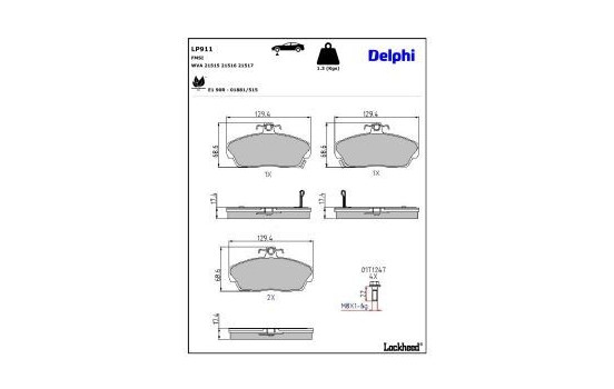 Bromsbeläggssats, skivbroms LP911 Delphi, bild 3