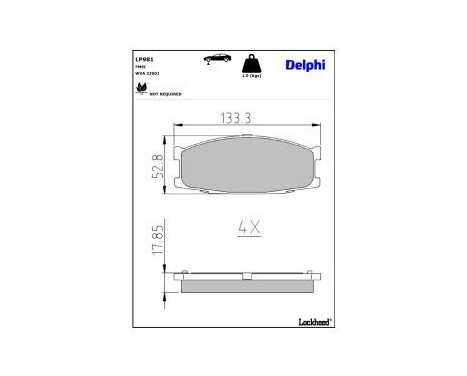 Bromsbeläggssats, skivbroms LP981 Delphi