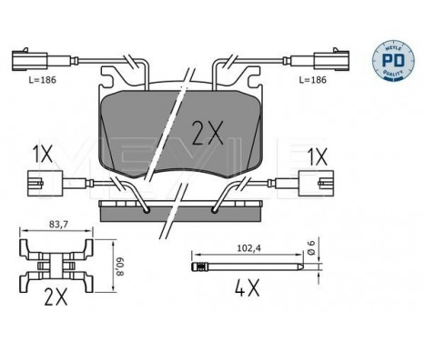 Bromsbeläggssats, skivbroms MEYLE-PD: Advanced performance and design. 025 220 9115/PD
