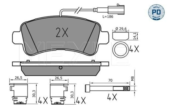 Bromsbeläggssats, skivbroms MEYLE-PD: Advanced performance and design. 025 259 8721/PD