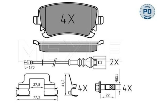 Bromsbeläggssats, skivbroms MEYLE-PD Quality 025 233 2617-1/PD