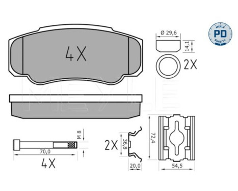 Bromsbeläggssats, skivbroms MEYLE-PD Quality 025 239 2120/PD