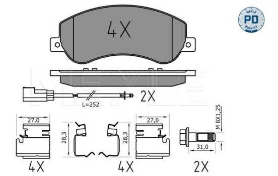 Bromsbeläggssats, skivbroms MEYLE-PD Quality 025 244 8419/PD