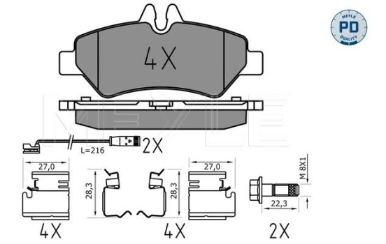 Bromsbeläggssats, skivbroms MEYLE-PD Quality 025 291 9019/PD