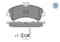 Bromsbeläggssats, skivbroms MEYLE-PD Quality 025 292 1720/PD