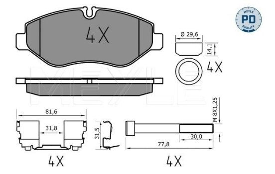 Bromsbeläggssats, skivbroms MEYLE-PD Quality 025 292 2920/PD