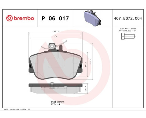 Bromsbeläggssats, skivbroms P 06 017 Brembo, bild 3