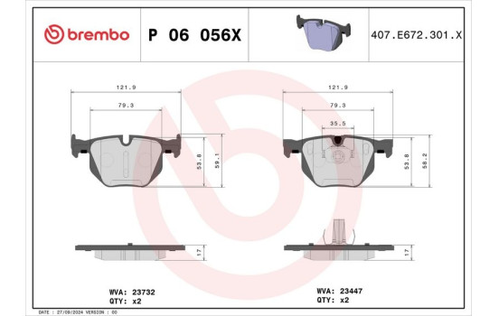 Bromsbeläggssats, skivbroms P 06 056X Brembo, bild 2