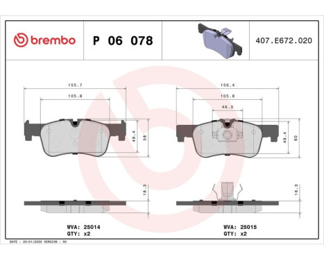 Bromsbeläggssats, skivbroms P 06 078 Brembo, bild 3