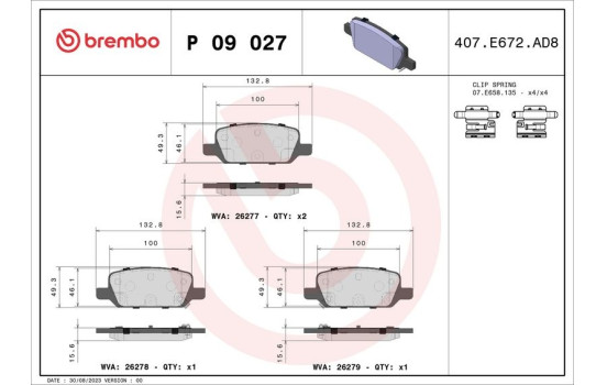 Bromsbeläggssats, skivbroms P 09 027 Brembo, bild 4