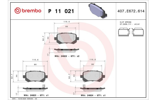 Bromsbeläggssats, skivbroms P 11 021 Brembo, bild 2
