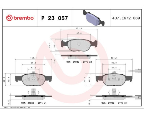 Bromsbeläggssats, skivbroms P 23 057 Brembo, bild 3