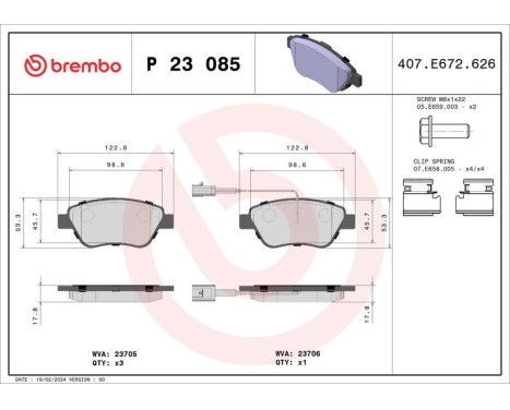 Bromsbeläggssats, skivbroms P 23 085 Brembo, bild 3