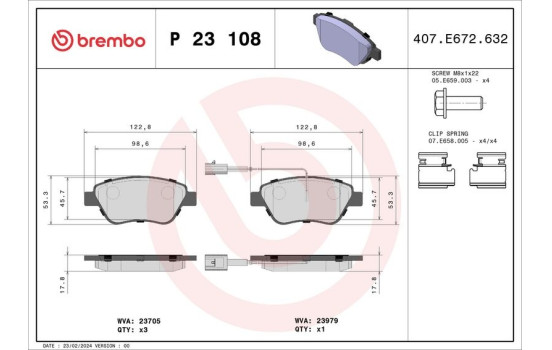 Bromsbeläggssats, skivbroms P 23 108 Brembo, bild 2