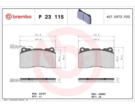 Bromsbeläggssats, skivbroms P 23 115 Brembo, bild 3