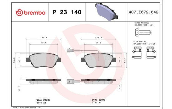 Bromsbeläggssats, skivbroms P 23 140 Brembo, bild 2