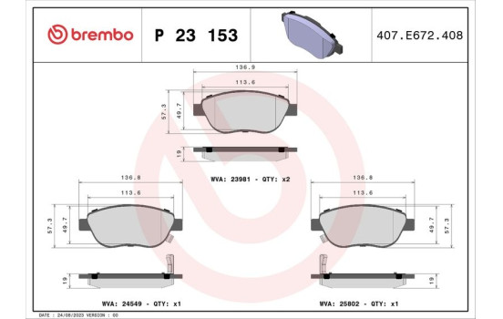 Bromsbeläggssats, skivbroms P 23 153 Brembo, bild 5