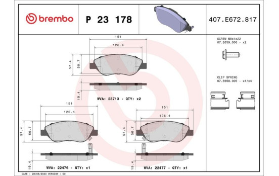 Bromsbeläggssats, skivbroms P 23 178 Brembo, bild 2