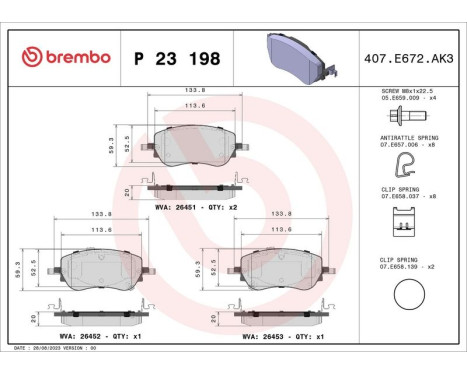 Bromsbeläggssats, skivbroms P 23 198 Brembo, bild 4