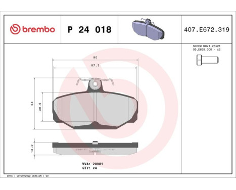 Bromsbeläggssats, skivbroms P 24 018 Brembo, bild 3