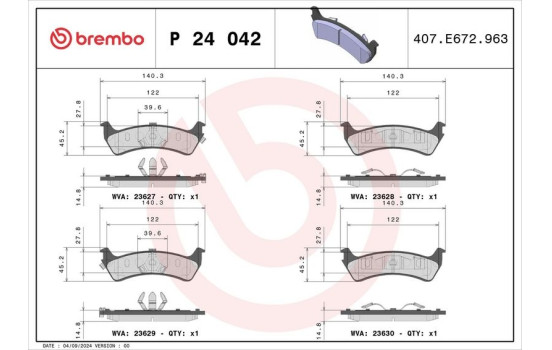 Bromsbeläggssats, skivbroms P 24 042 Brembo, bild 3
