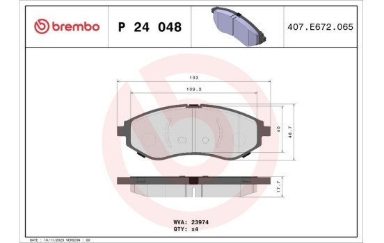 Bromsbeläggssats, skivbroms P 24 048 Brembo, bild 2