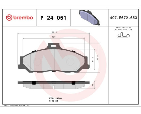 Bromsbeläggssats, skivbroms P 24 051 Brembo, bild 3