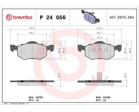 Bromsbeläggssats, skivbroms P 24 056 Brembo, bild 3