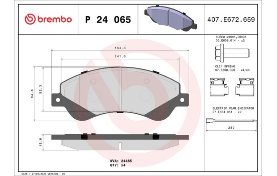 Bromsbeläggssats, skivbroms P 24 065 Brembo, bild 2