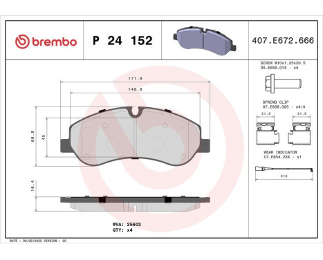 Bromsbeläggssats, skivbroms P 24 152 Brembo, bild 3